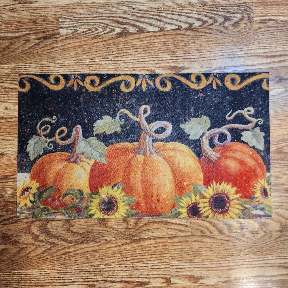 Fall Pumpkin Door Mat Rug Rubber Nonslip Back
